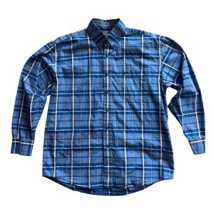 George Straight Collection by Wrangler Mens L Long Sleeve Full Button Down Plaid